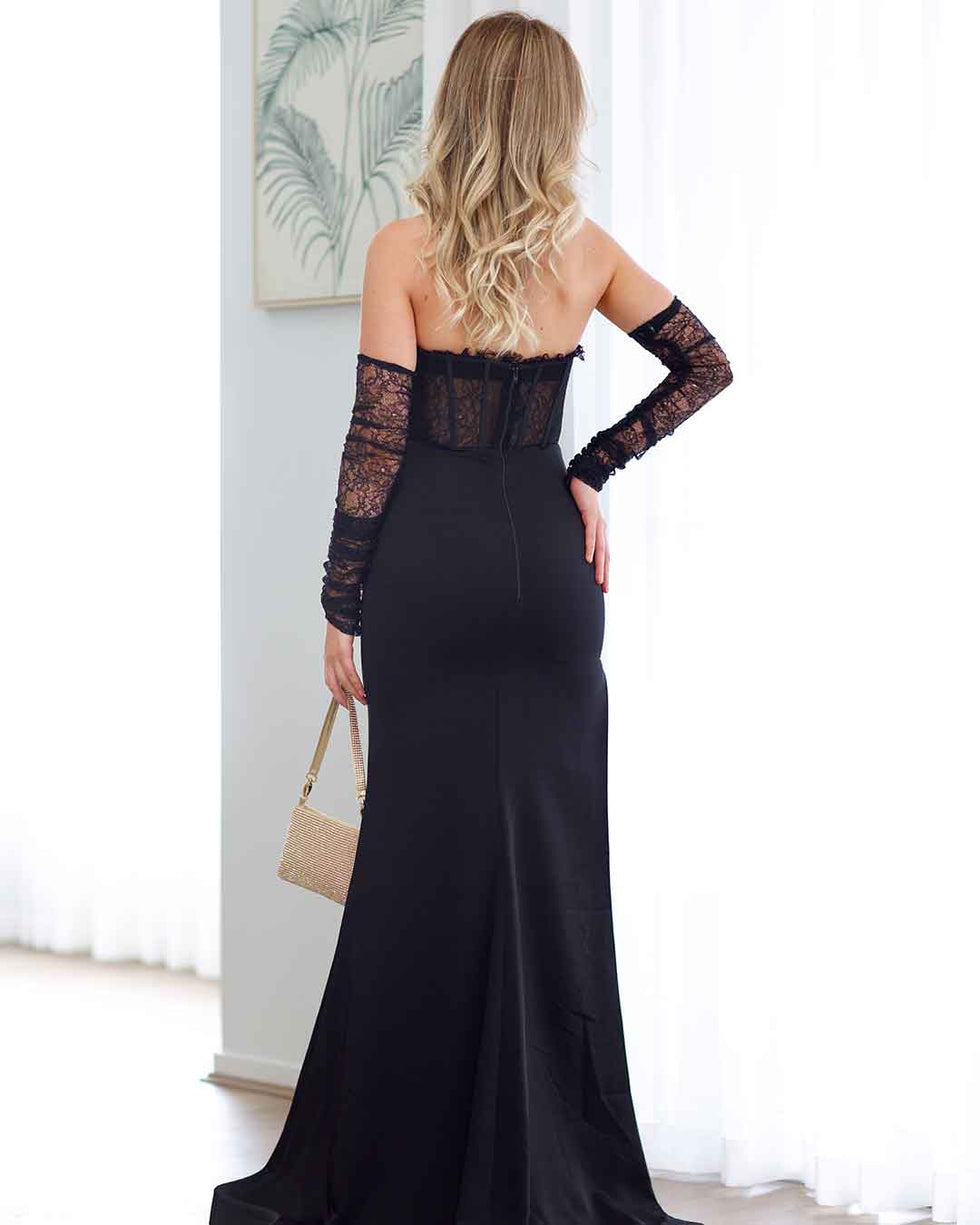 Brigitte Strapless Corset Gown - Black