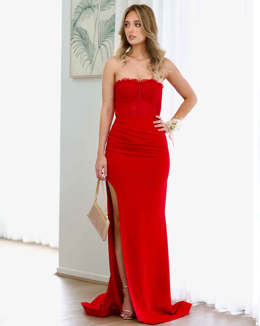 Brigitte Strapless Corset Gown - Red