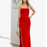 Brigitte Strapless Corset Gown - Red