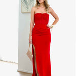 Brigitte Strapless Corset Gown - Red