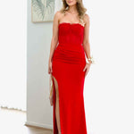 Brigitte Strapless Corset Gown - Red