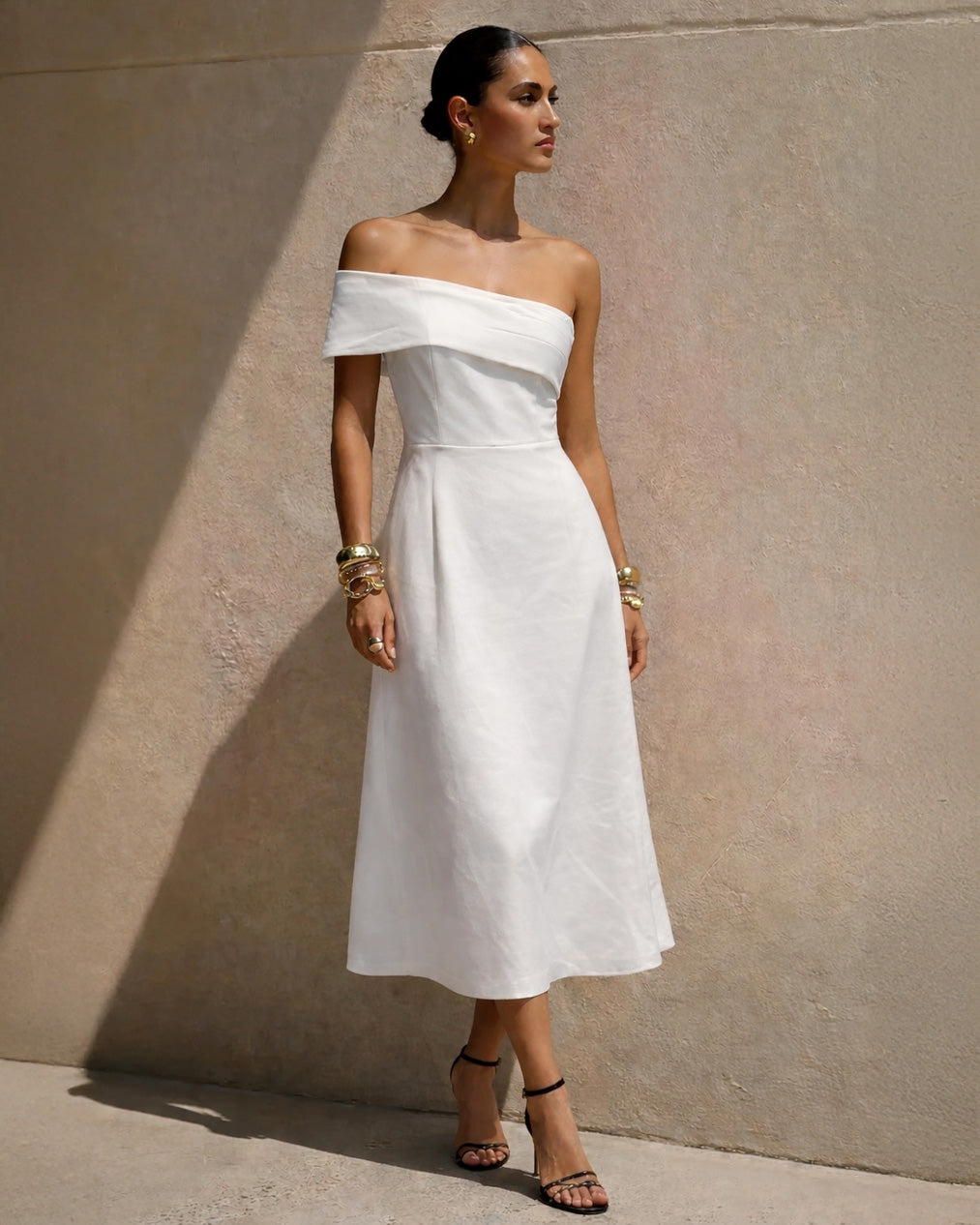 Brooklyn Midi Dress White Front