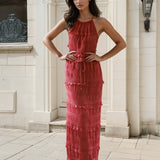 Calliope Maxi Top and Skirt Set - Rose