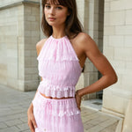 Calliope Maxi Top and Skirt Set Baby Pink Close Front