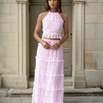 Calliope Maxi Top and Skirt Set Baby Pink Front