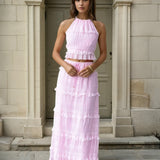 Calliope Maxi Top and Skirt Set Baby Pink Front