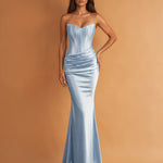 Camila Corset Satin Gown Arctic Blue front