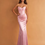 Camila Corset Satin Gown Pink front