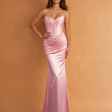 Camila Corset Satin Gown Pink front