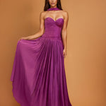 Carmel Chiffon Gown Mulberry front