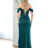 Carlee Corset Satin Gown - Emerald