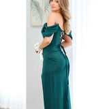 Carlee Corset Satin Gown - Emerald