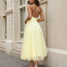 carrie midi tulle dress yellow lemon