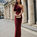 Cassiana Mesh Maxi Dress Wine Front