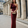 Cassiana Mesh Maxi Dress Wine Front