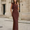 Cassiana Mesh Maxi Dress Chocolate Front