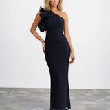 Cassiana Mesh Maxi Dress Black Front