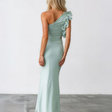 Cassiana Mesh Maxi Dress Sage Back