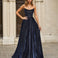 Caterina Strapless Glitter Gown Midnight Front