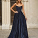 Caterina Strapless Glitter Gown Midnight Front