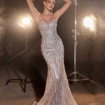 Ramona Strapless Beaded Gown - Silver/Nude