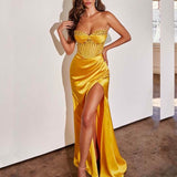 Theodora Embellished Corset Gown - Marigold