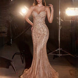 Gloria Beaded Gown - Rose Gold