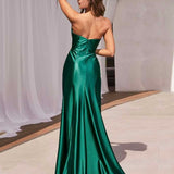 Annabeth Strapless Satin Gown - Emerald