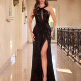 Mindy Halter Sequin Gown - Black