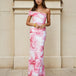 Cecilia One Shoulder Maxi Dress Pink Print Back