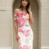 Cecilia One Shoulder Maxi Dress Pink Floral Front