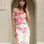 Cecilia One Shoulder Maxi Dress Pink Floral Front