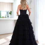 Celeste Layered Strapless Gown - Black