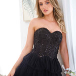 Celeste Layered Strapless Gown - Black