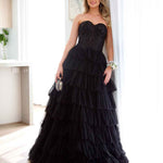 Celeste Layered Strapless Gown - Black