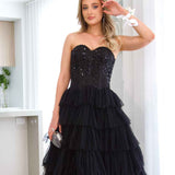 Celeste Layered Strapless Gown - Black