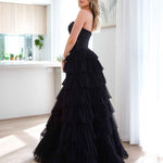 Celeste Layered Strapless Gown - Black