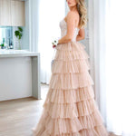 Celeste Layered Strapless Gown - Blush