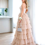 Celeste Layered Strapless Gown - Blush