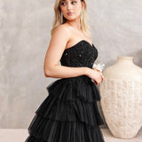 Celeste Layered Strapless Gown - Black