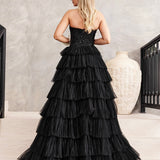 Celeste Layered Strapless Ball Gown - Black