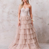 Celeste Layered Strapless Ball Gown - Blush