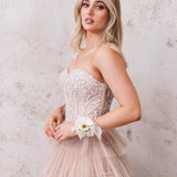 Celeste Layered Strapless Gown - Blush