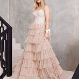 Celeste Layered Strapless Ball Gown - Blush