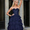 Celeste Layered Strapless Ball Gown Navy Front