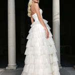 Celeste Layered Strapless Ball Gown Ivory Back