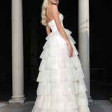 Celeste Layered Strapless Ball Gown Ivory Back