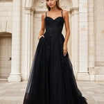 Celina Tulle Corset Gown Black Front
