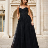 Celina Tulle Corset Gown Black Front