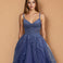 Celina Tulle Corset Gown Slate Blue Front
